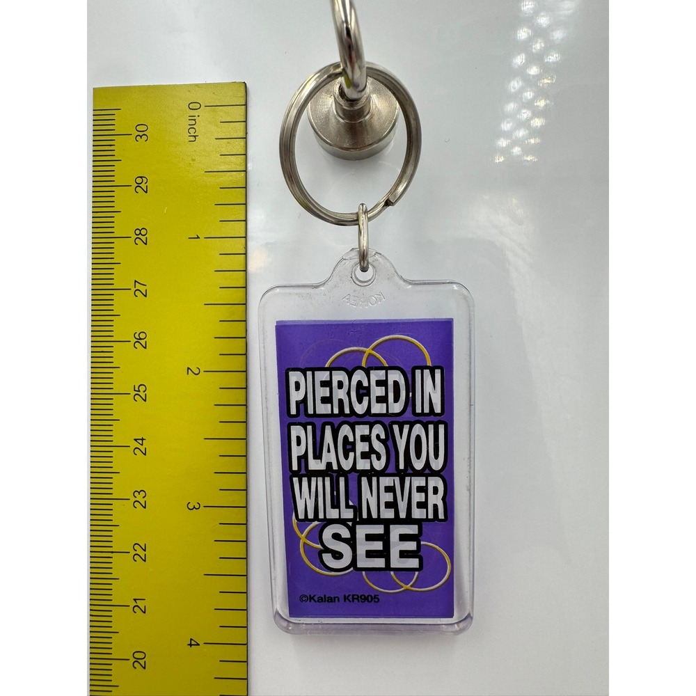 Vintage Kalan KR905 Pierced In Places You Will Never‎ See Purple Keychain Korea